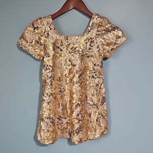 Noralee Sparkling Gold And Bronze Sequin Kids Formal Dress Size 6